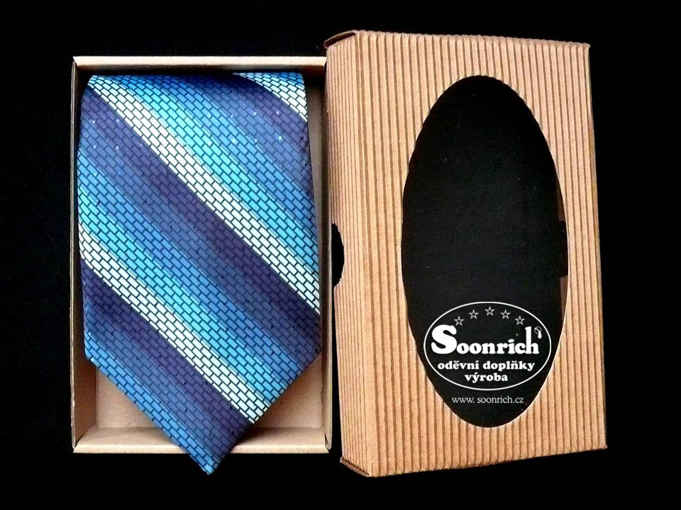 kravata pruhovaná modrá 