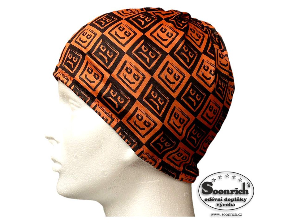 multifunkèní šátek oranžový, smajlíci